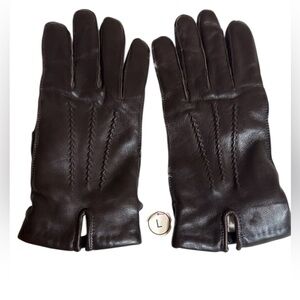Men’s Isotoner Aris brown leather gloves with warm lining Size Large New